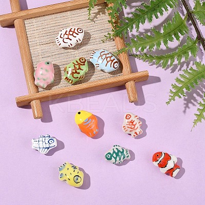 10Pcs 10 Styles Handmade Porcelain Beads PORC-YW0001-30-1