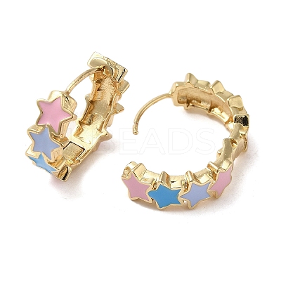 Star Real 18K Gold Plated Brass Hoop Earrings EJEW-L268-013G-02-1