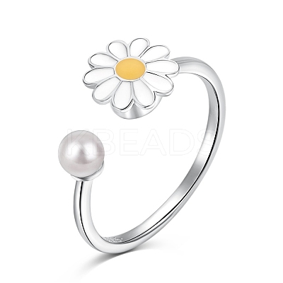 Rhodium Plated 925 Sterling Silver Open Finger Rings RJEW-A019-50P-1
