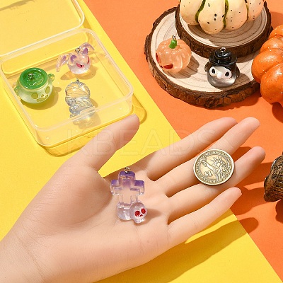 6Pcs 6 Styles Halloween Transparent Resin Pendants CRES-YW0002-61-1