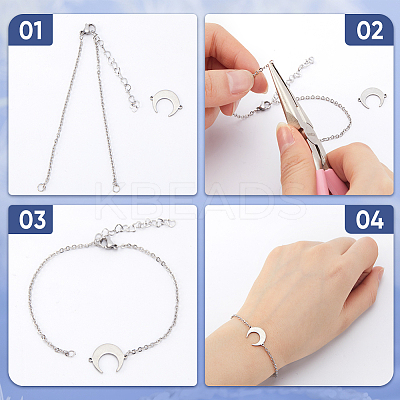 20Pcs 304 Stainless Steel Cable Chain Bracelet Making AJEW-SP0001-01-1