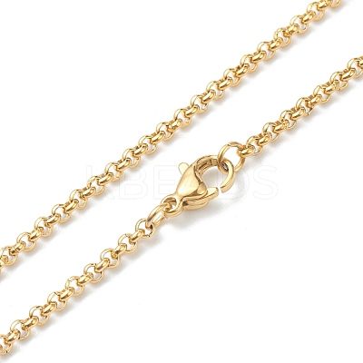 PVD Vacuum Plating 304 Stainless Steel Rolo Chain Necklaces NJEW-I248-11C-G-1