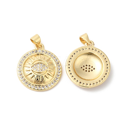 Brass Micro Pave Clear Cubic Zirconia Pendants ZIRC-L103-046G-1