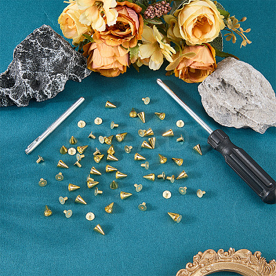 100 Bags Alloy Spiked Cone Rivets for Bag Decoration FIND-CL0002-06G-1