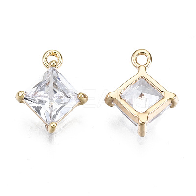 Brass Micro Pave Clear Cubic Zirconia Charms KK-T056-65G-NF-1