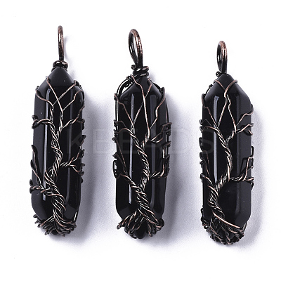 Natural & Synthetic Mixed Gemstone Big Wire Wrapped Pointed Pendants G-T133-R02-1