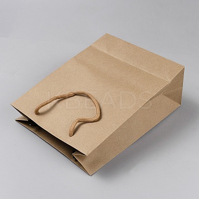 Kraft Paper Visible Window Gift Bags with Rope Handles ABAG-WH0038-76B-1