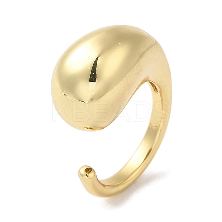 Rack Plating Brass Teardrop Open Cuff Rings for Women RJEW-S407-01G-1