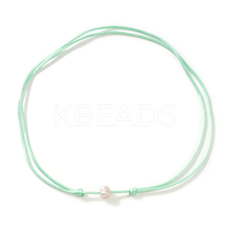 Imitation Pearl White Potato Pendant Adjustable Waxed Cord Necklaces for Women OH8963-2-1