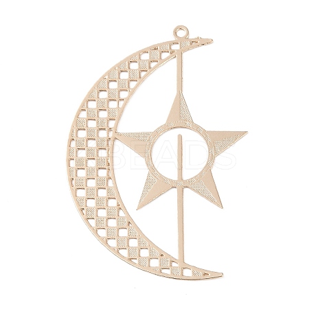 Brass Etched Metal Embellishments Big Pendants KK-Z058-08KCG-1
