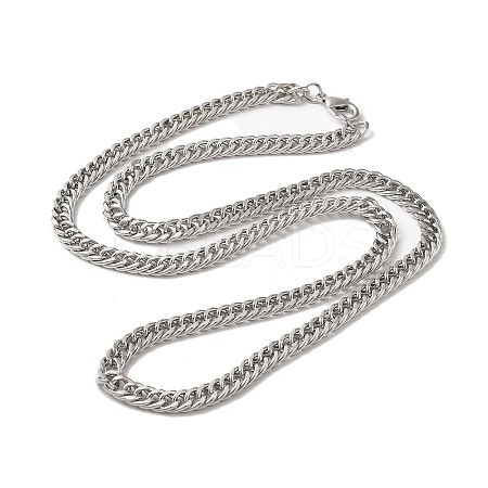 Iron Cuban Link Chain Necklaces for Women Men NJEW-A028-01F-P-1