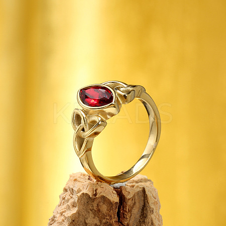 Horse Eye & Knot 304 Stainless Steel with Cubic Zirconia Finger Rings FS-WG8EA45-02-1