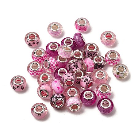 Printed Transparent Resin European Beads RESI-C063-03D-1