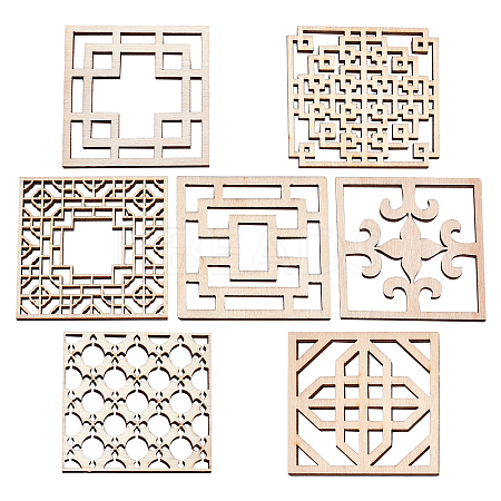 Undyed Natural Wood Filigree Joiner Links WOOD-GF0001-33-1
