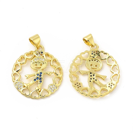 Brass Micro Pave Cubic Zirconia Pendants KK-H441-31G-1