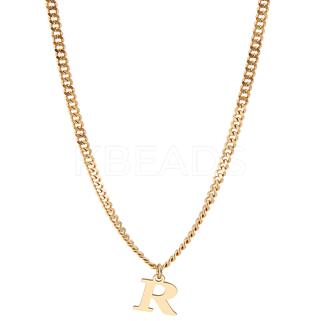 1Pc 304 Stainless Steel Letter Pendant Necklaces NJEW-LP0001-33R-G-1