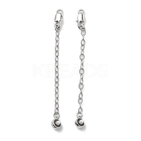 Brass Enamel ABS Imtation Pearl End with Chain KK-B129-27P-02-1