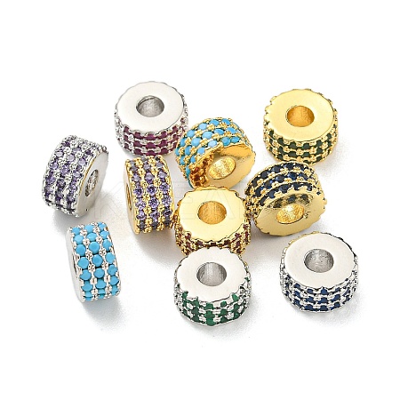 Rack Plating Brass with Cubic Zirconia Beads KK-B091-04B-1