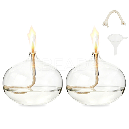 Transparent Glass Candle Holders with Candle Wick DIY-WH0308-996C-1