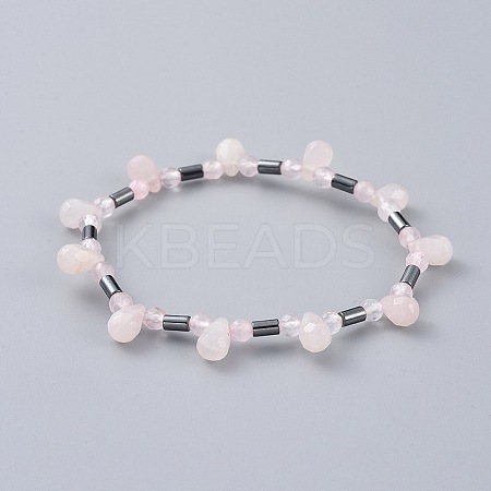 Non-magnetic Synthetic Hematite Beads Stretch Bracelets BJEW-JB04659-04-1