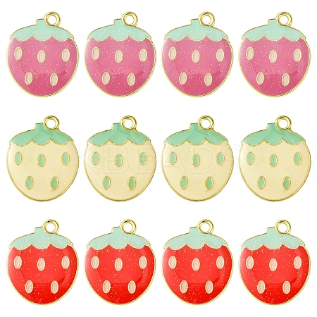 12Pcs 3 Colors Light Gold Plated Alloy Enamel Pendants FIND-FS0002-82-1