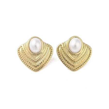 316 Surgical Stainless Steel & CCB Imitation Pearl Stud Earrings for Women LS-STAS-B063-03G-02-1