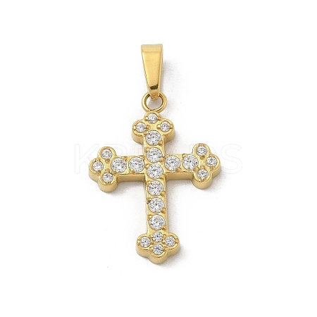 Ion Plating(IP) 304 Stainless Steel Micro Pave Cubic Zirconia Pendants STAS-Z107-08G-11-1