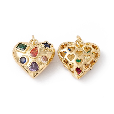 Rack Plating Brass Micro Pave Colorful Cubic Zirconia Pendants ZIRC-C040-13G-1