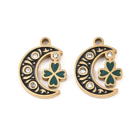 304 Stainless Steel Enamel with Rhinestone Pendants STAS-Z188-04G-1