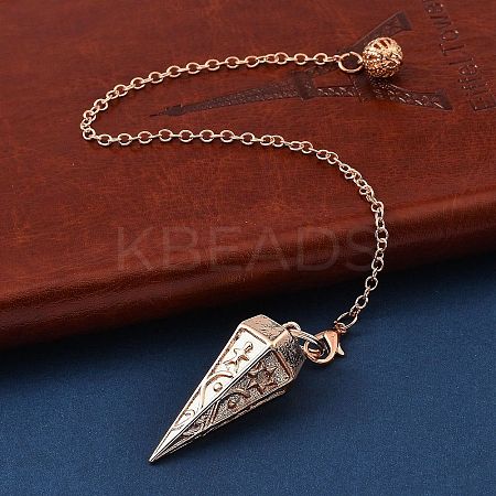 Rack Plating Brass Cone Dowsing Pendulum Pendants AJEW-G064-01RG-1