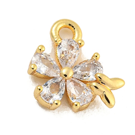 Brass Micro Pave Clear Cubic Zirconia Pendants KK-U015-10G-1