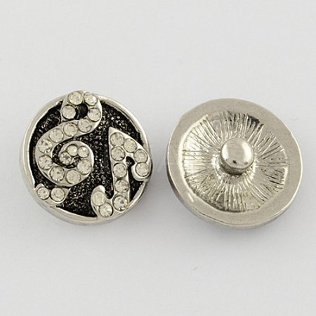 Platinum Plated Zinc Alloy Grade A Crystal Rhinestone Jewelry Snap Buttons X-ALRI-S003-62-1