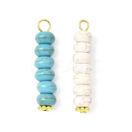 2Pcs 2 Colors Dyed Synthetic Turquoise Rondelle Beaded Pendants PALLOY-JF04623-02-1