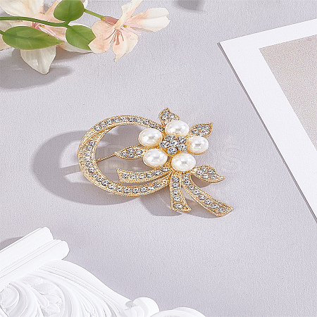 1Pc Wreath Zinc Alloy Rhinestone Brooches JEWB-LP0004-26-1