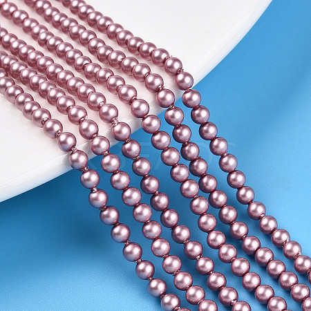 Baking Paint Pearlized Glass Pearl Bead Strands HY-N002-3mm-C01-1