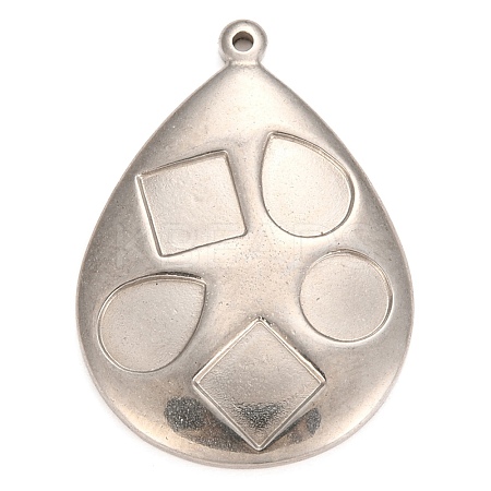 304 Stainless Steel Pendant Cabochon Settings for Enamel STAS-Z016-12P-1