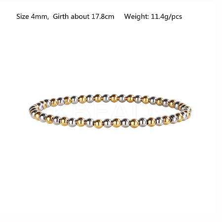 Hip-hop Style Waterproof 304 Stainless Steel Beads Stretch Bracelets for Women Men CT0530-1-1
