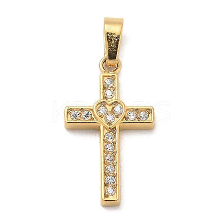 Ion Plating(IP) 304 Stainless Steel Micro Pave Cubic Zirconia Pendants STAS-Z107-08G-07-1