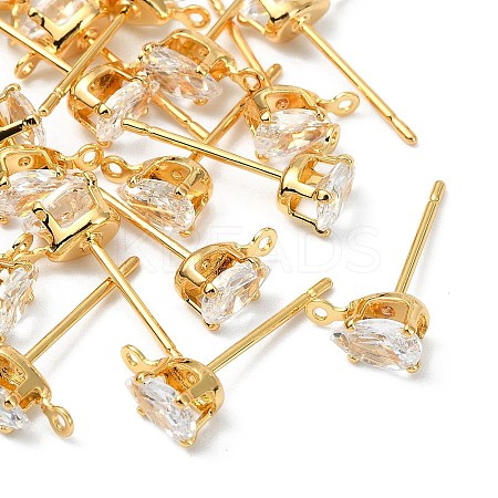 SHEGRACE Brass Clear Cubic Zirconia Teardrop Stud Earring Findings XGR0104G-116G-1