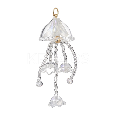 Glass Seed Beaded Jellyfish Big Pendants PALLOY-MZ01166-02-1