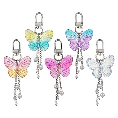 Acrylic Butterfly Pendant Decorations HJEW-JM01779-1