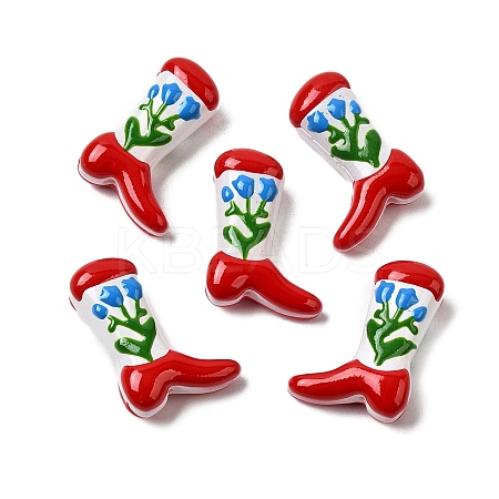 Boot Baking Paint Glass Enamel  Beads LAMP-C020-02O-1