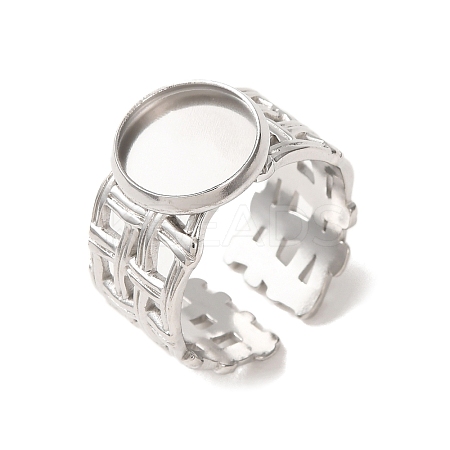 Woven Bezel 304 Stainless Steel Cuff Ring Components SA-CBAD8FA-01P-02-1