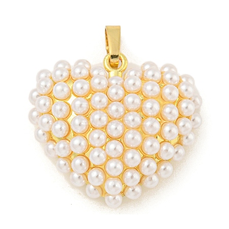 Rack Plating Brass & ABS Plastic Imitation Pearl Pendants KK-N255-03E-G-RS-1