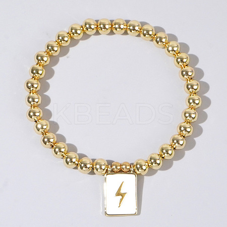 Personality Brass Round Bead Beaded Stretch Bracelets ST0339-5-1