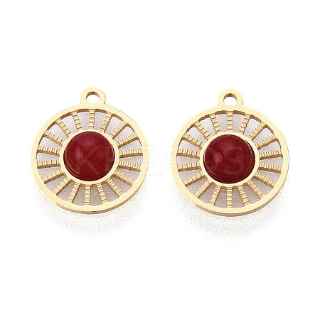 Natural Carnelian(Dyed & Heated) Flat Round Charms STAS-N123-03G-01-1
