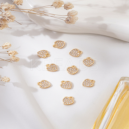 10Pcs Brass Micro Pave Clear Cubic Zirconia Charms KK-LP0001-86-1