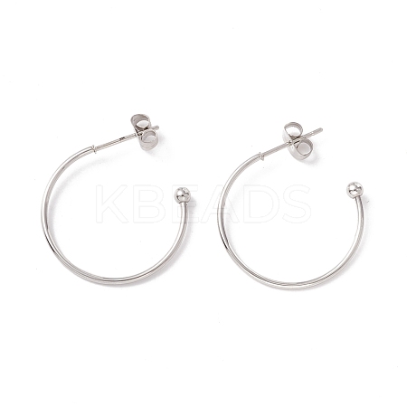 Non-Tarnish 304 Stainless Steel C-shape Stud Earrings STAS-P302-09P-1