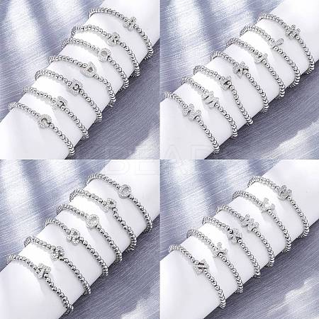 Brass Round Beads Stretch Bracelets BJEW-A034-05P-1