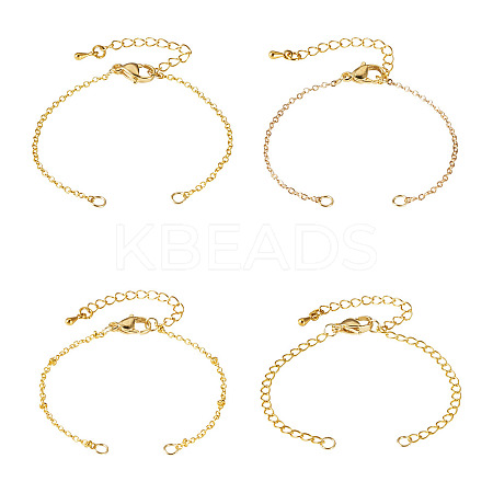 8Pcs 4 Styles Brass Chain Bracelets Making AJEW-TAC00067-1